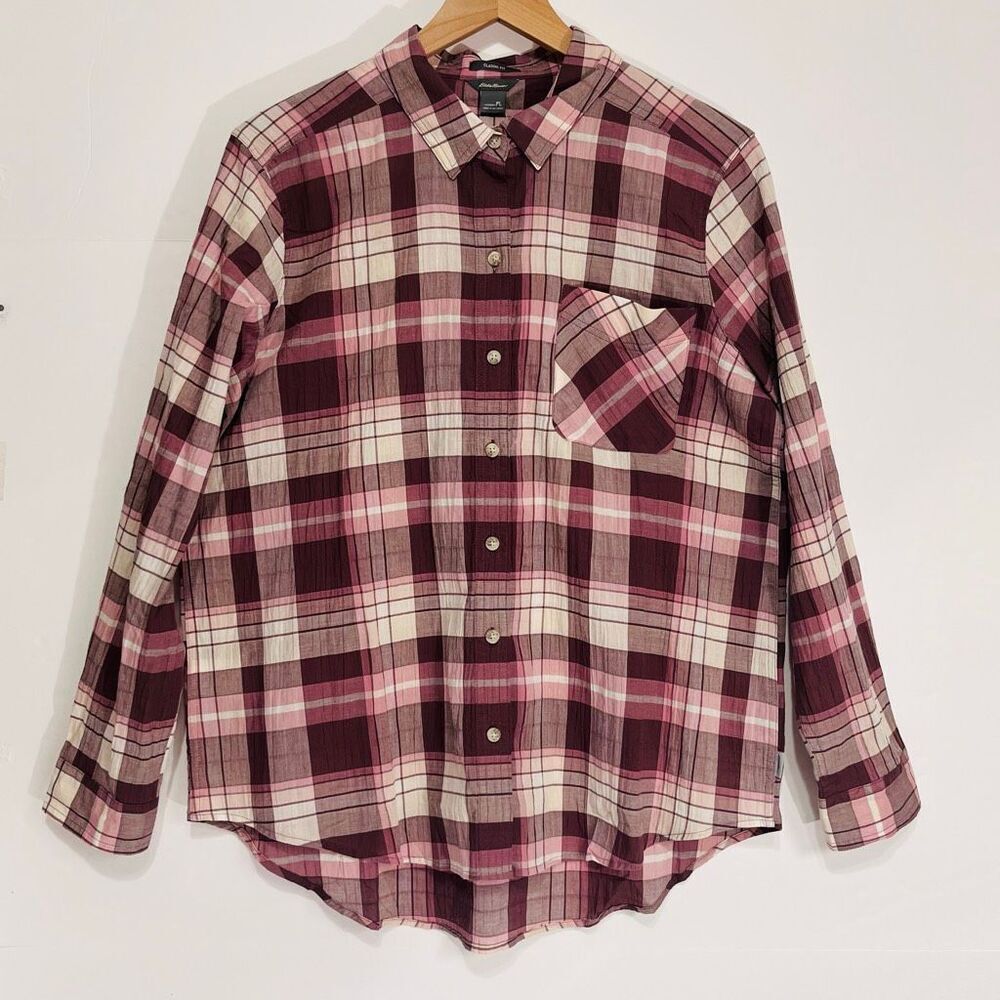 Eddie Bauer Packable Long Sleeve Shirt In Cordovan   Size PL  NWT
